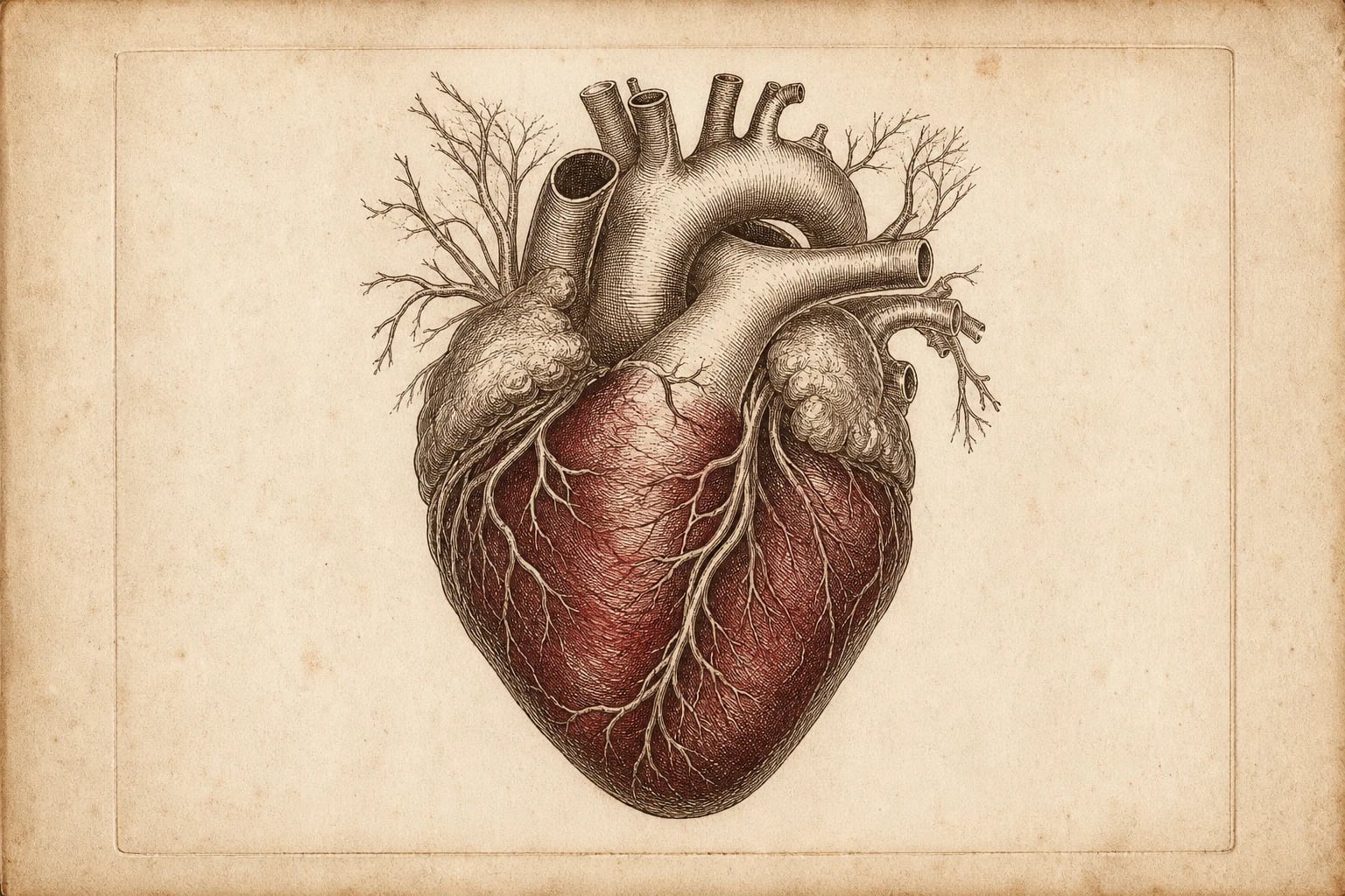 Engraved plate of the human heart